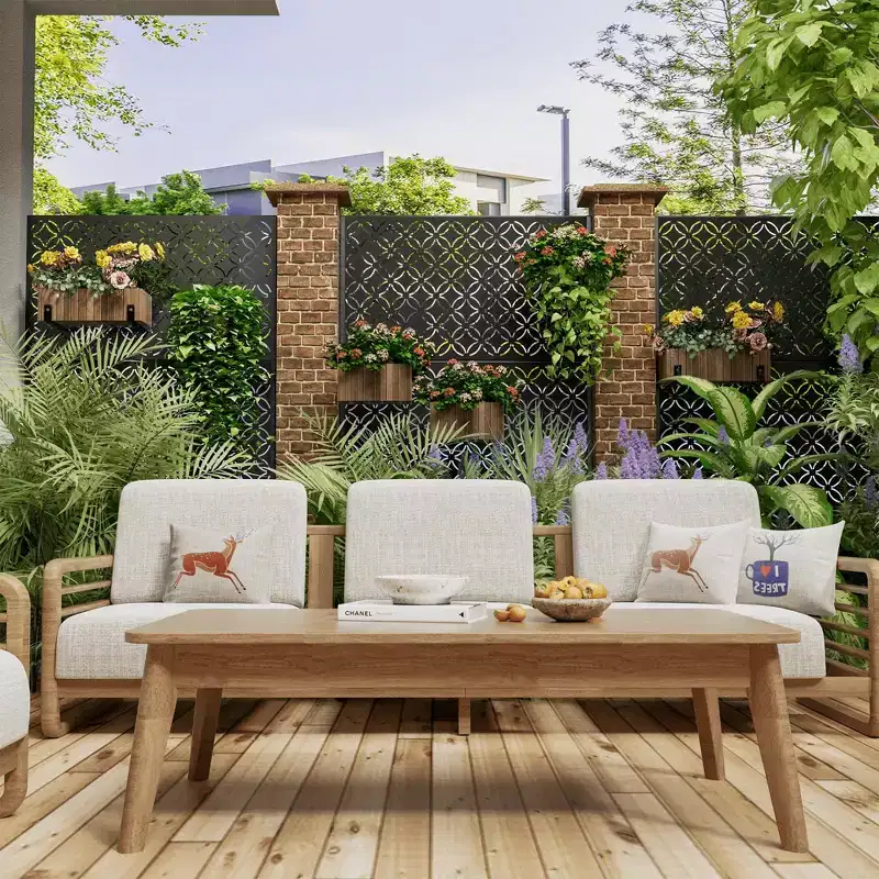 MAYEERTY Galvanized Steel Privacy Screen Outdoor and Indoor Divider Freestanding Decorative Screen for Balcony Garden 1pcs