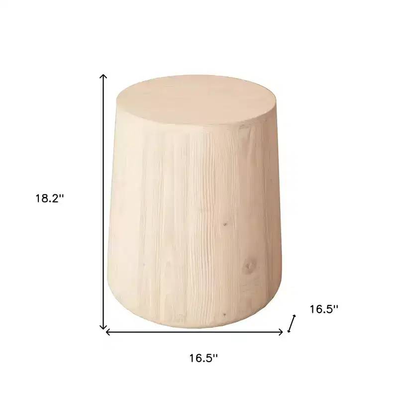 18 Inch Natural Solid Wood Round End Table