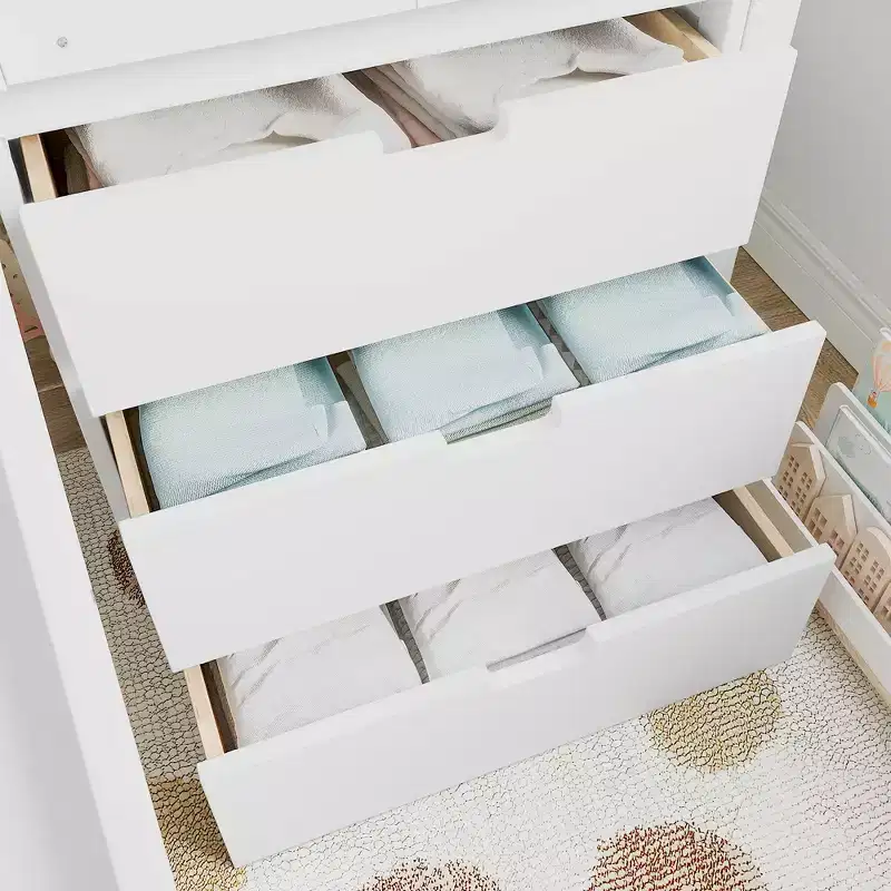 Wood Twin Loft Bed with Slide, Removable Desk & Storage Stairs