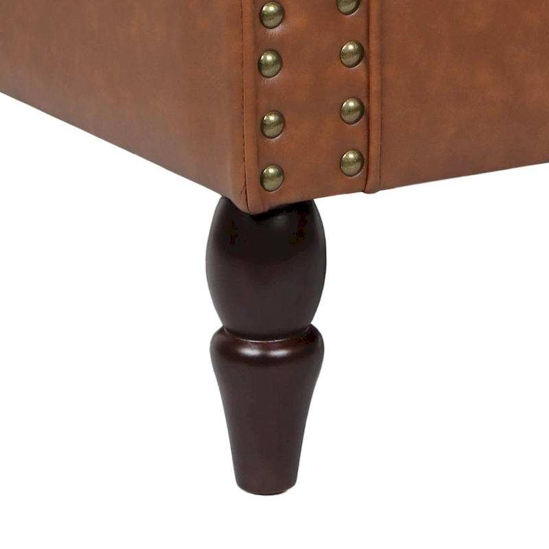 Rolled Armrests PU Accent Chair with Nailhead Trim (Set of 2)