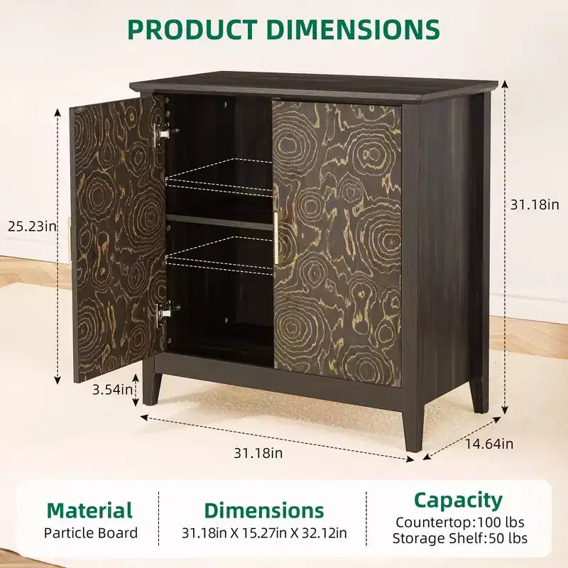 Modern Farmhouse Sideboard Buffet Cabinet with Storage with 2 Doors, Accent Cabinet with Storage
