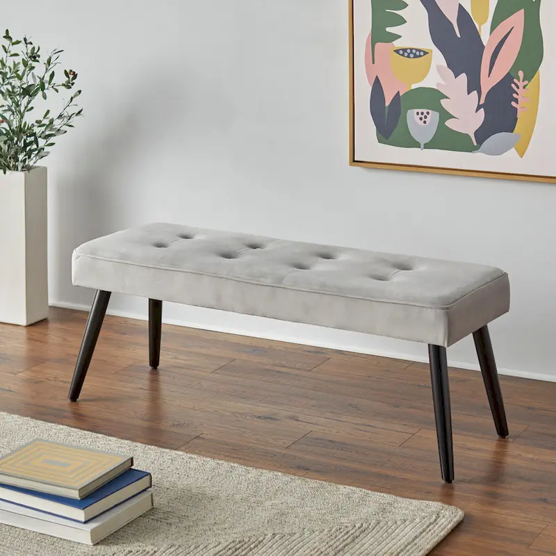 Mid-Century Upholstered Accent Bench