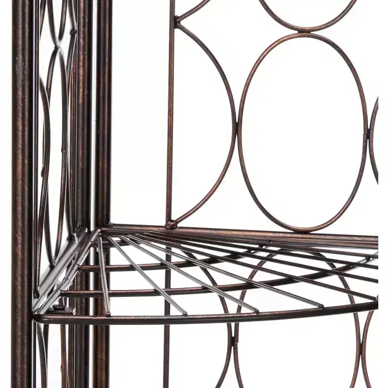 Brushed Copper Metal 5-Tier Corner Shelf Rack Unit
