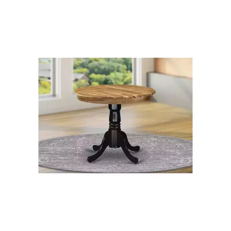 HomeStock Modern Round Table Table Top Surface and Asian Wood Dining Table Pedestal Legs