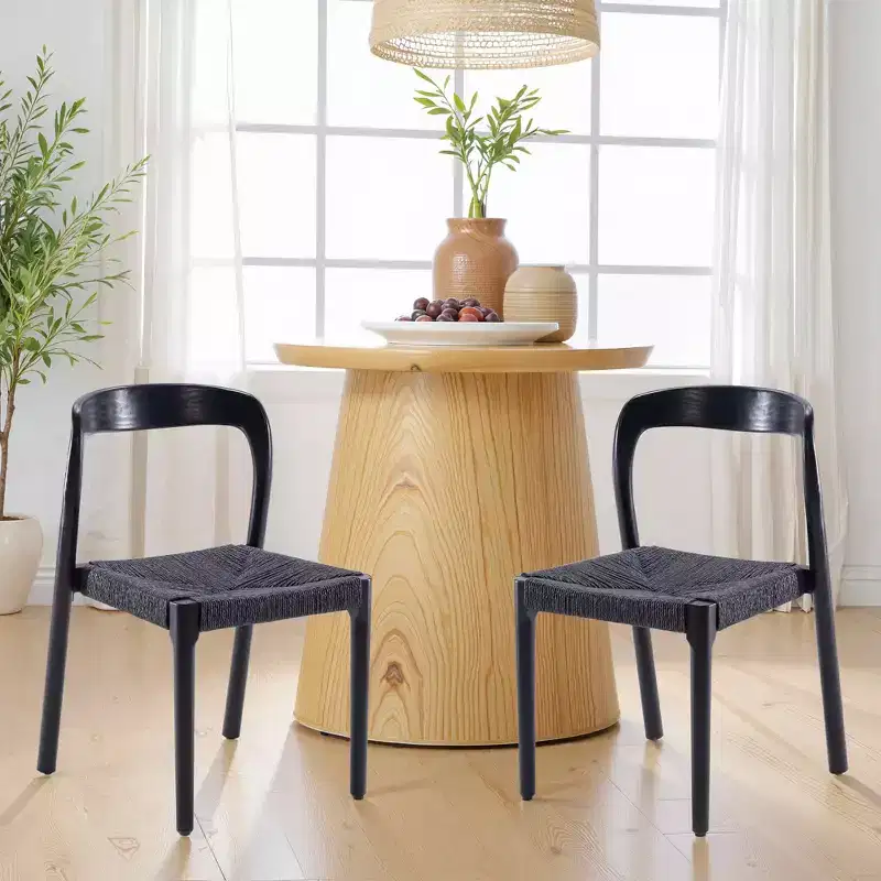 MAYEERTY Mid-Century Ash Wood Stackable Dining Chair, Fully Assembled Wooden Home Chair