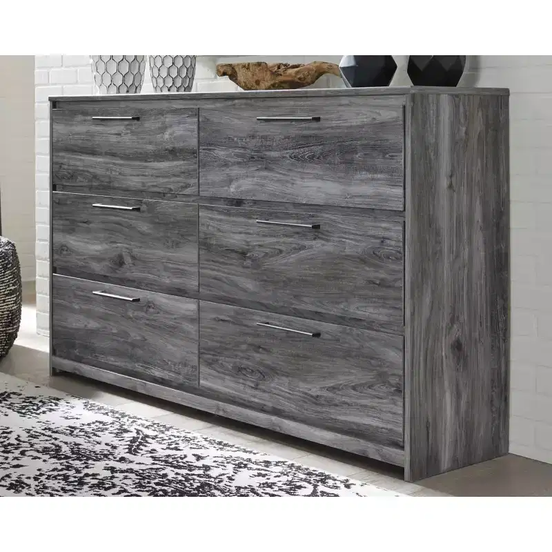 Baystorm Dresser Gray - Signature Design by Ashley: 6 Drawer Storage, Modern Handles, MDF Frame