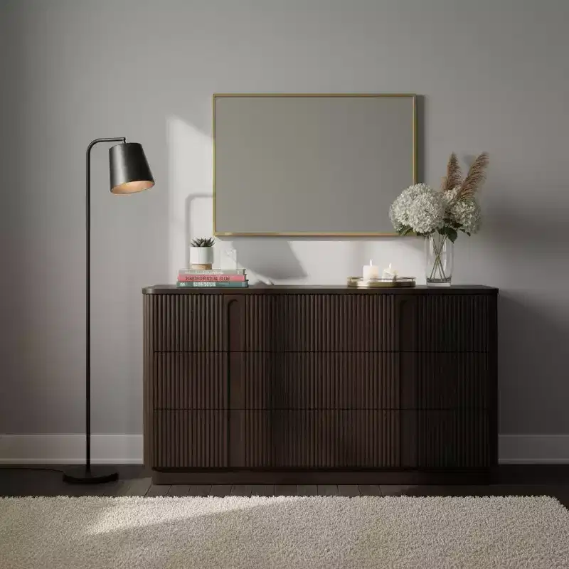 Teamson Home Potomac Modern Boho Solid Wood 6-Drawer Dresser with Deep Storage, Push-to-Open Design & Rounded Edges