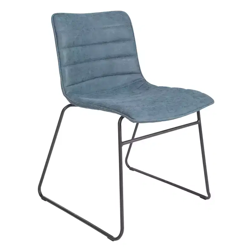 Set of 2 Halo Stacking Chair Navy - OSP Home Furnishings: Chrome-Plated, Faux Leather, Metal Frame