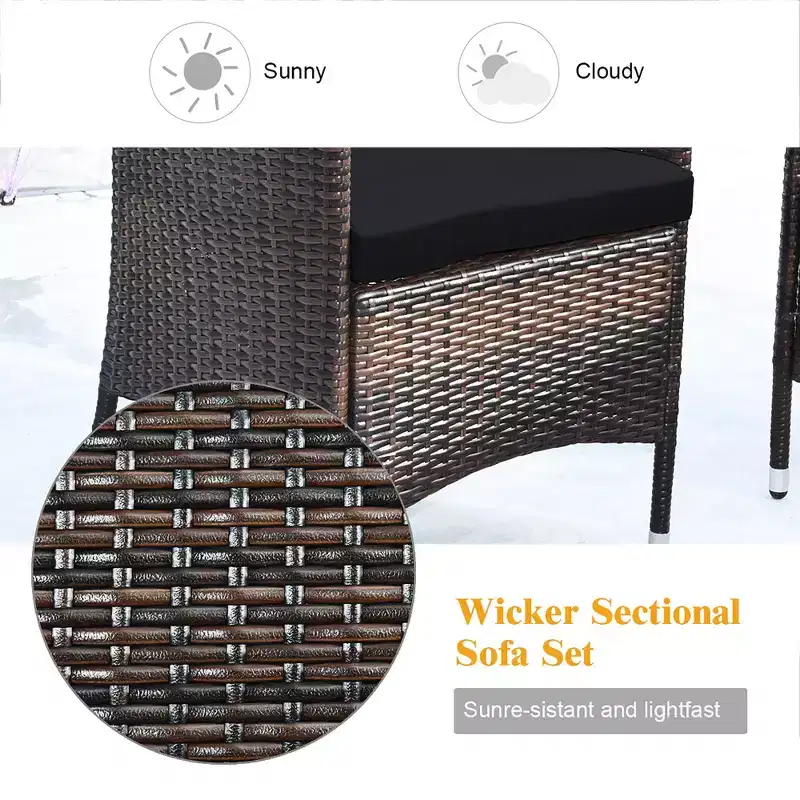 Costway 8PCS Rattan Patio Furniture Set Cushioned Sofa Chair