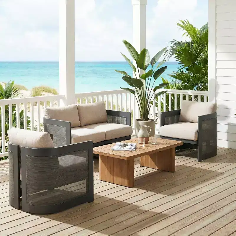 Christopher Knight Home Kirti Modern 3 Piece Patio Aluminum Seating Set with Cushion (Table Not Included)