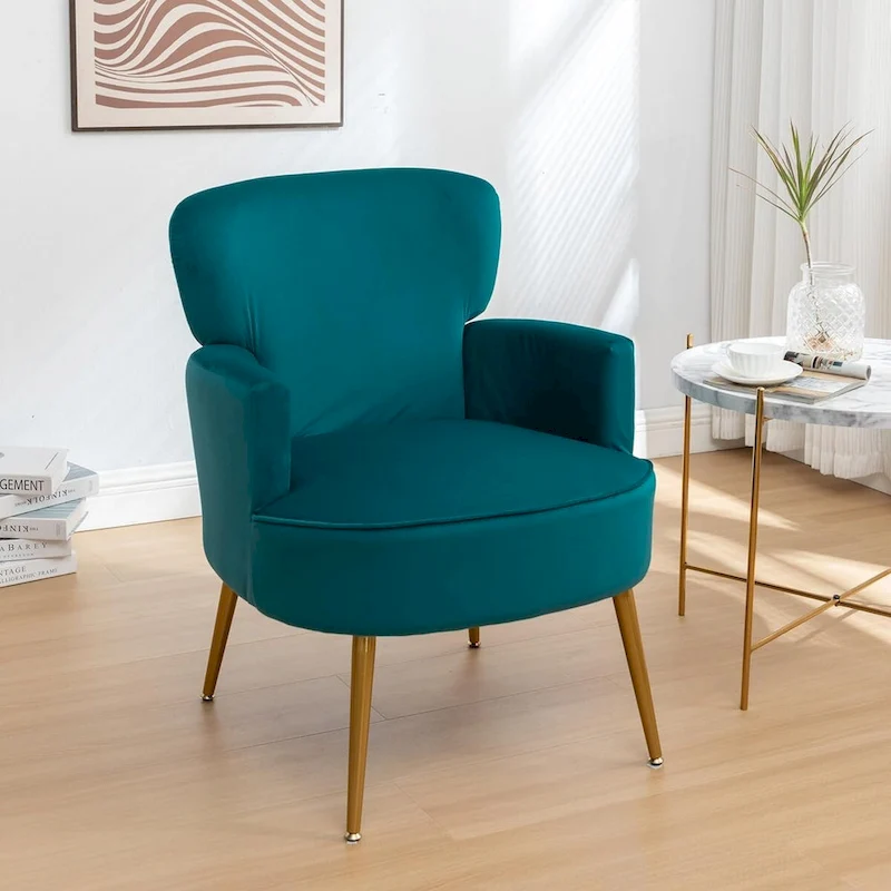 US Pride Furniture Trendy Velvet Accent Chair with Gold Metal Legs Upholstered Armchair