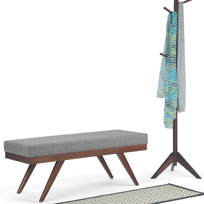 WYNDENHALL Nadine 48 inch Wide Mid Century Modern Rectangle Ottoman Bench