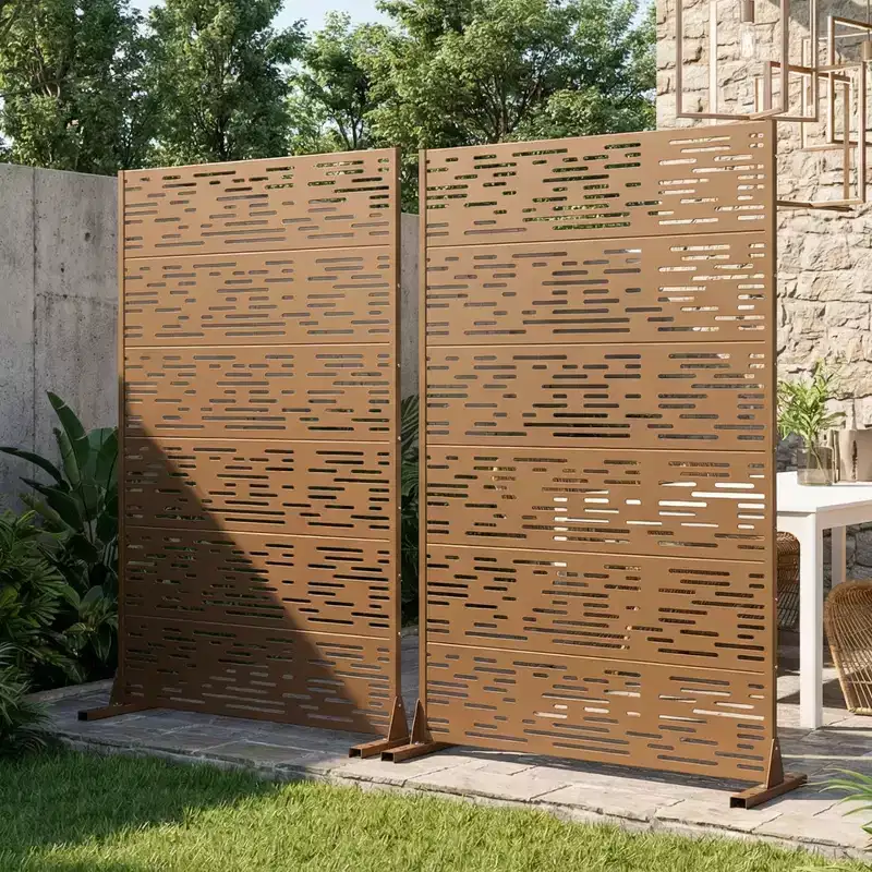 Dovelina Outdoor Metal Privacy Screen Freestanding Fence Panels Decorative Trellis for Garden Deck Yard - 72 x 47/70/94