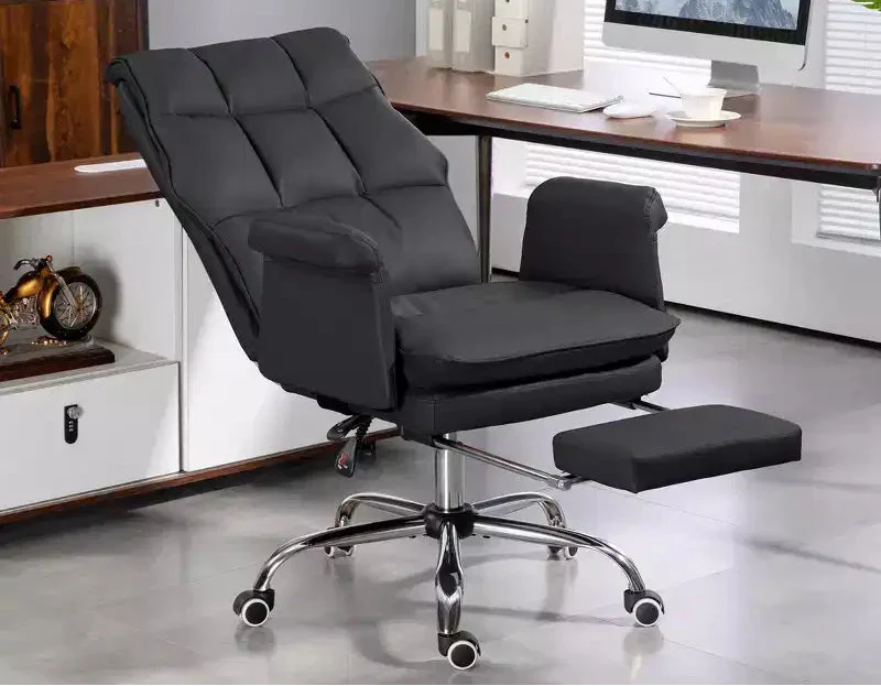 Executive Office Chair with Foldable Footrest, 360 Swivel Chair with Adjustable Height, Criss Cross Chair for Study and Office