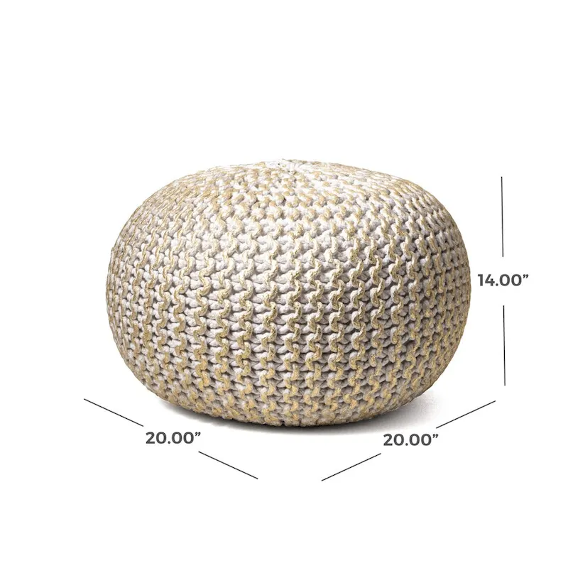 Nuloom Ling Round Knit Filled Ottoman Pouf