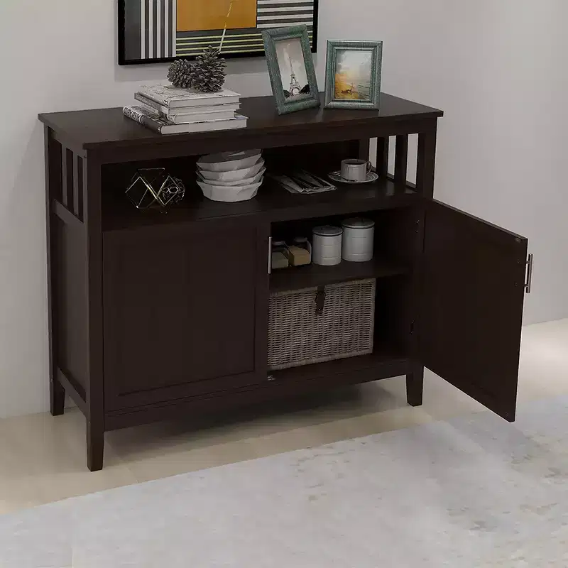 Sideboard Buffet Storage Console Side Tables 2 Doors & 1 Open Storage Shelf Sideboard Buffet for Living Room Dining Room
