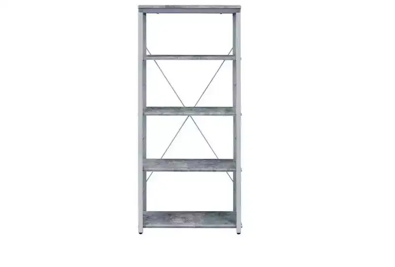 Gray And Silver Metal Four Tier Etagere Bookcase