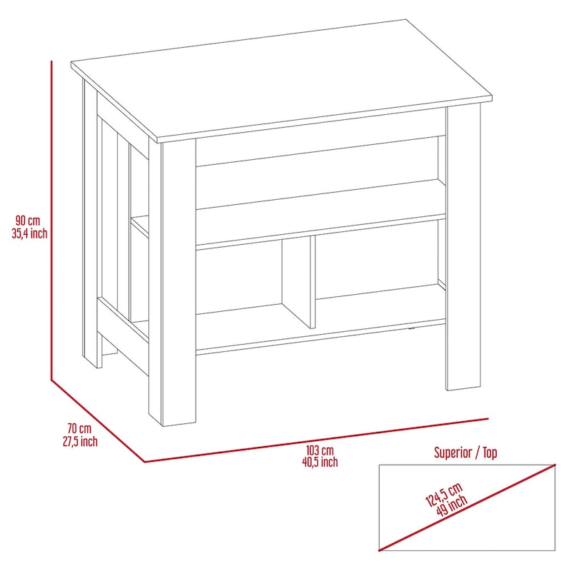 Rockaway 3-Shelf Kitchen Island White and Onix