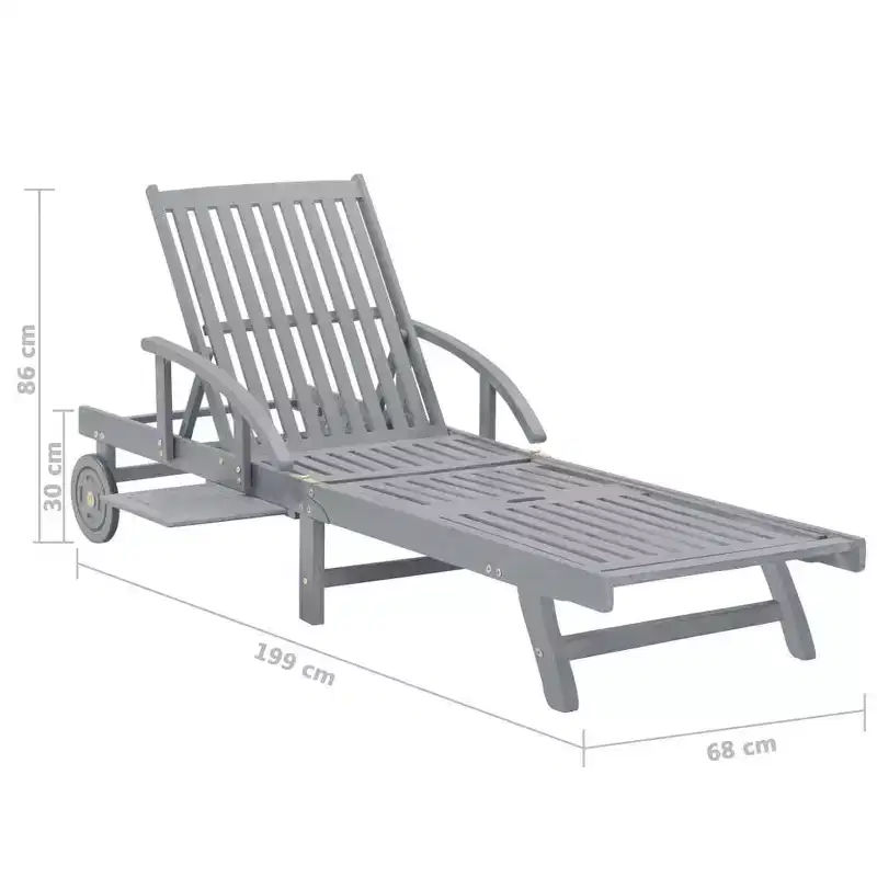 vidaXL Sunlounger Grey Solid acacia wood Extra Long