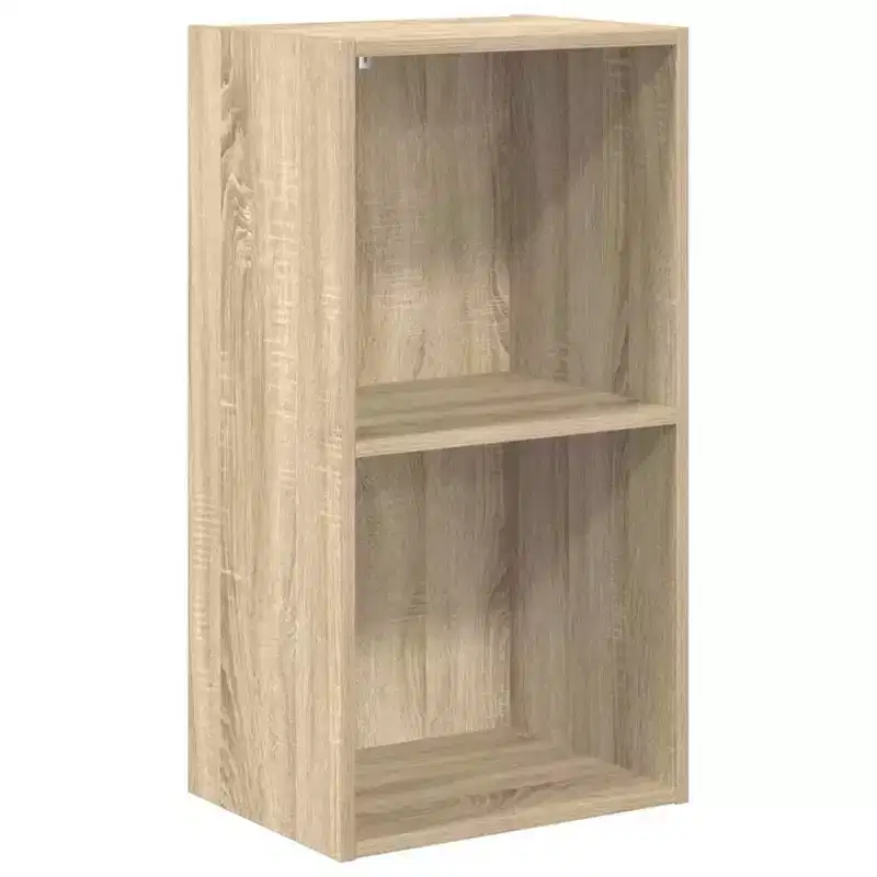 Book Cabinet Oak Engineered Wood 30.1 in Height with 2 Tiers