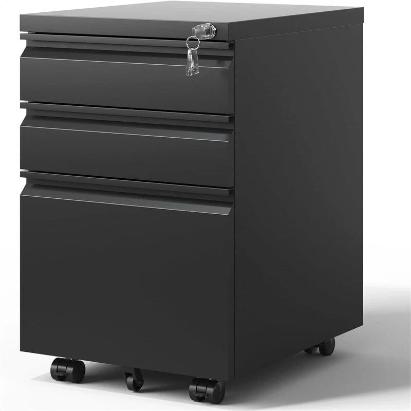 3-Drawer Mobile File Cabinet with Wheels