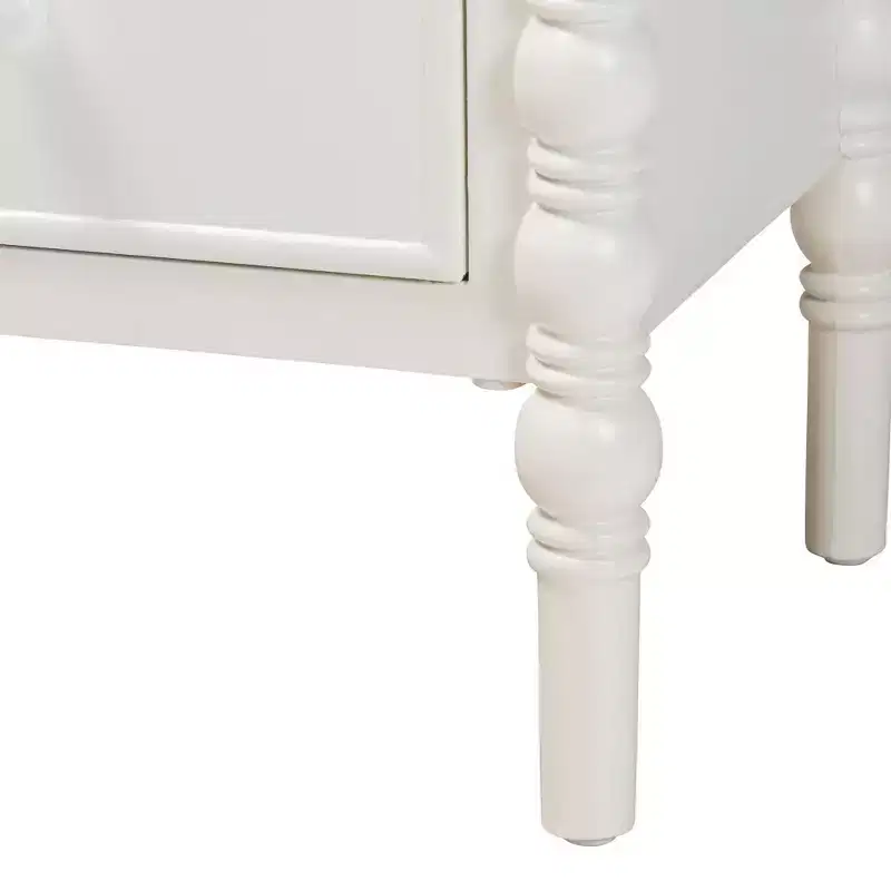 Baxton Studio Malinda Wood 2 Drawer End Table with Spindle Legs White