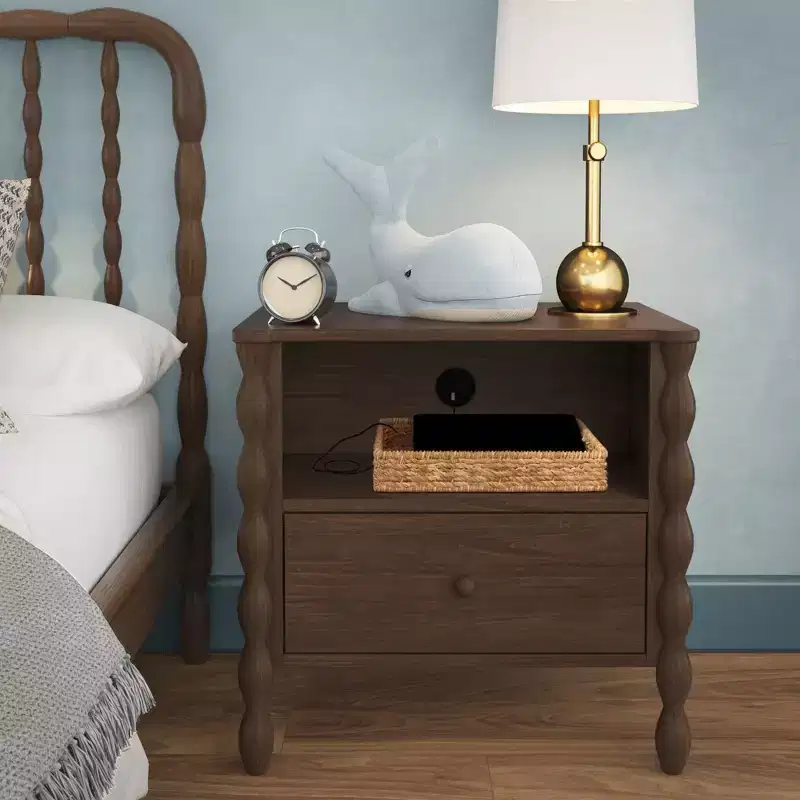 Jenny Lind Cubby Nightstand with 1 Drawer & Electrical Outlet