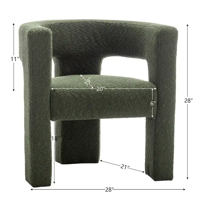 KINWELL 28 Wide Boucle Upholstered Square Armchair (Set of 2)