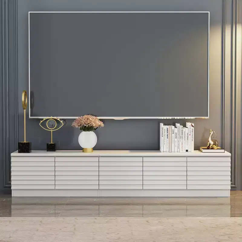Minimalist Design White TV Stand & Media Console – Sleek Lines, Multi-Compartment & Sturdy Build