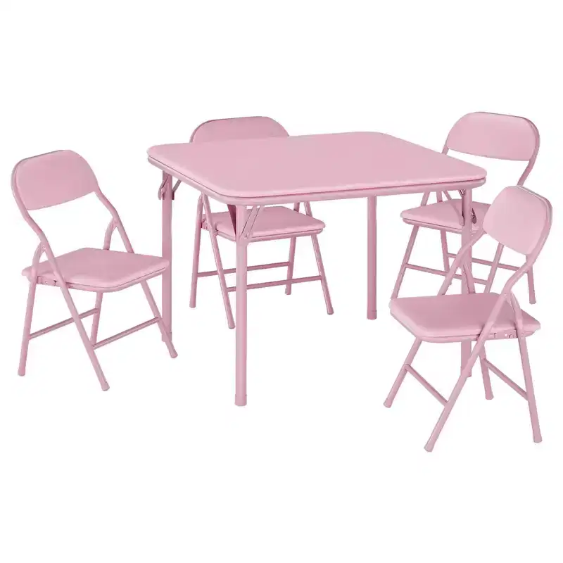 5 Piece Set Folding Table and Chairs Set, Boys and Girls Activity Table and Chairs Set for Dining Room, Daycare, Classrooms