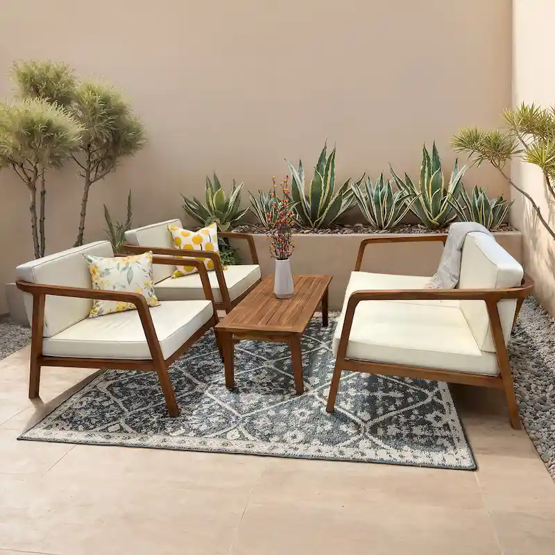 LuXeo Sumatra Teak Deep Seating Set - 4 Person