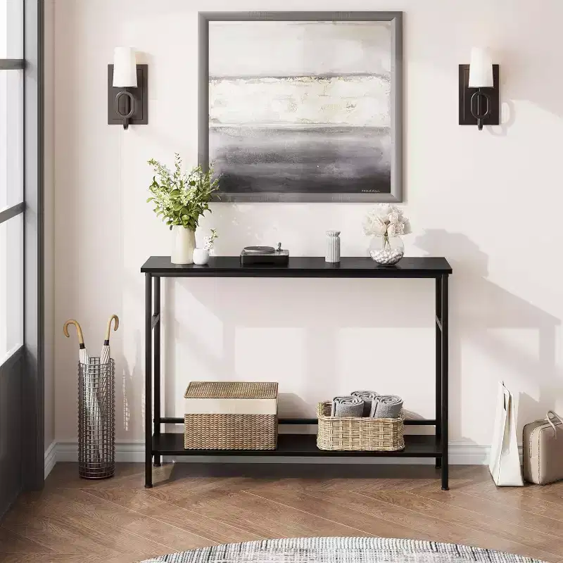 39 Entryway Console Table, 2 Tier Narrow Long Sofa Table, Behind Couch Table with Adjustable Shelf, Entryway Table for Living Room Hallway Entrance