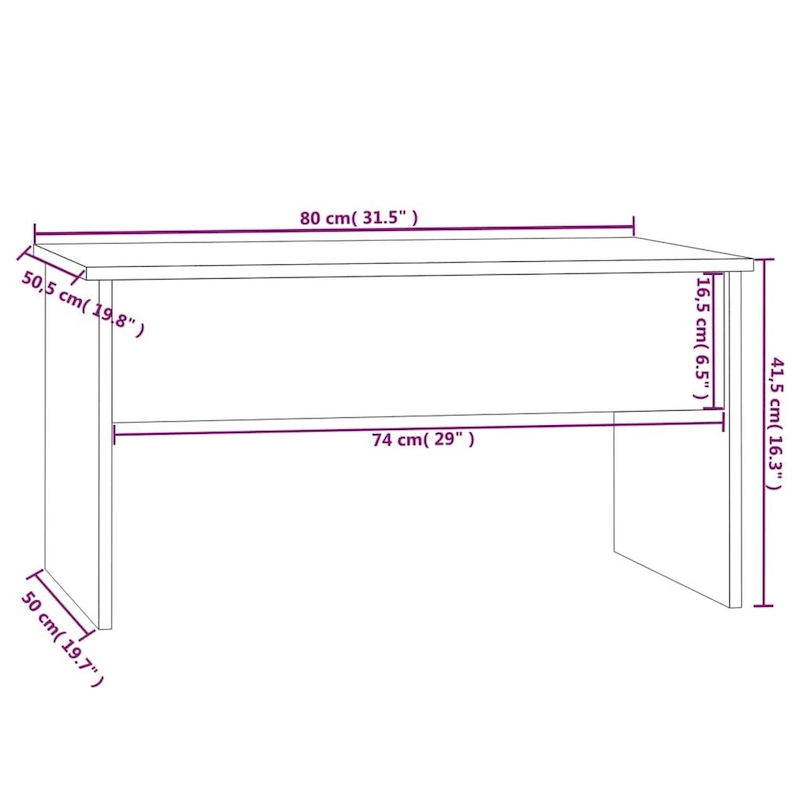 vidaXL Coffee Table Lift Top End Table Accent Side Sofa Table Engineered Wood - 31.5 x 19.9 x 16.3