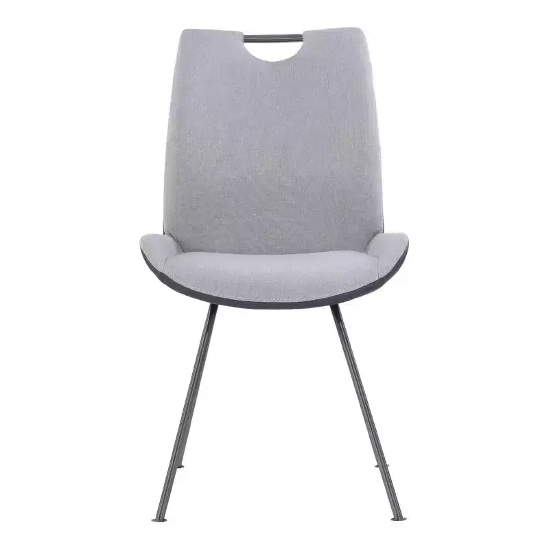 Grey Powder Coat & Pewter Faux Leather Dining Chair, Set of 2