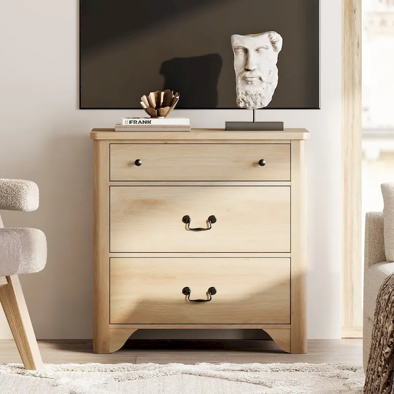 White Farmhouse TV Stand with 3 Drawers, for 2-Person Assembly