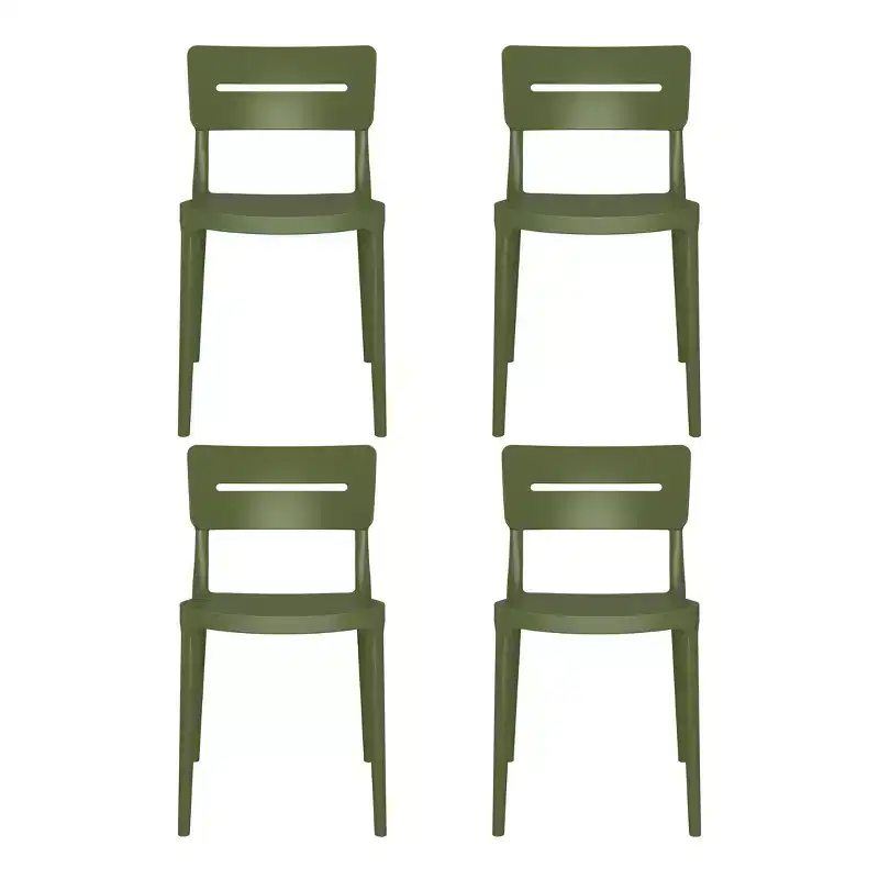 WestinTrends Playa Outdoor Modern Stackable Plastic Patio Dining Chairs (Set of 4), Olive Green