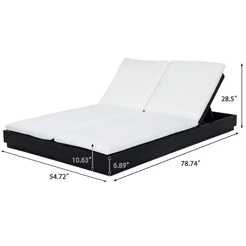 Christopher Knight Home Aditya Modern 3 Piece Acacia Patio Double Sunlounge with 5-Position Backrest and Table Set