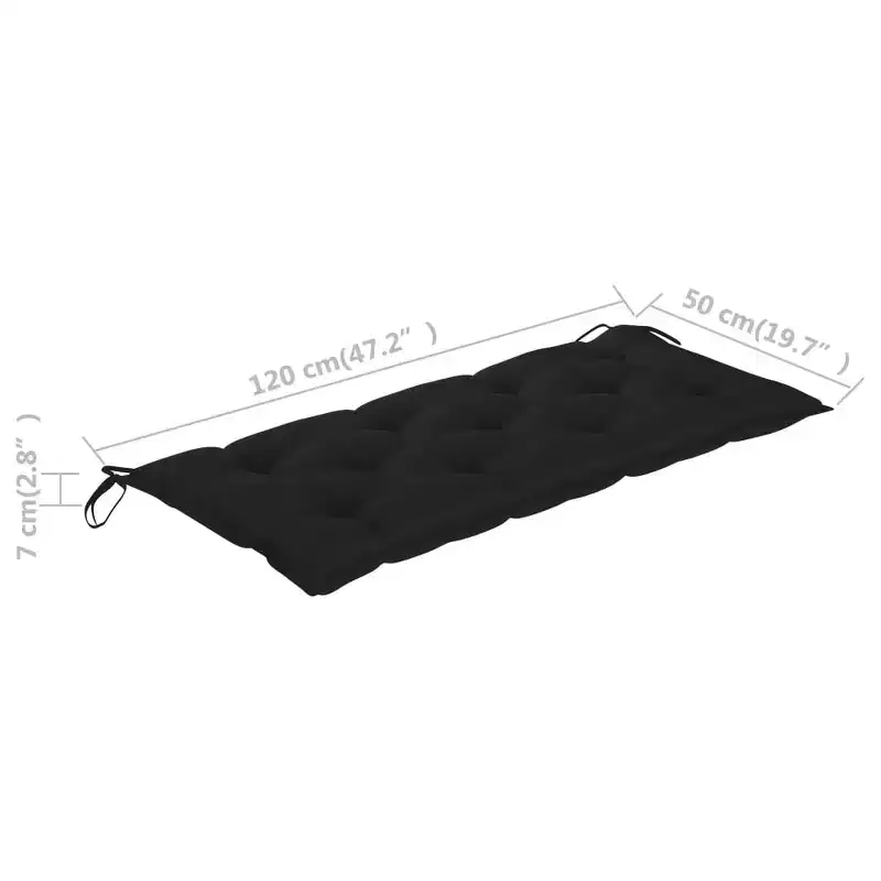 Garden Bench Wood with black cushion Solid Acacia Wood