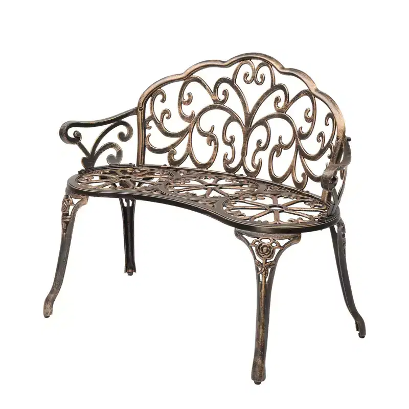 Karl Home | 38.5-Inch Cast Aluminum Garden Bench