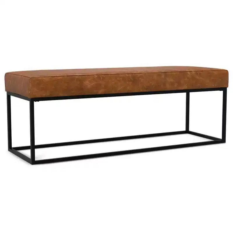 WyndenHall 56" Wide Gwendolyn Contemporary Modern Recntagle Ottoman Bench Tan