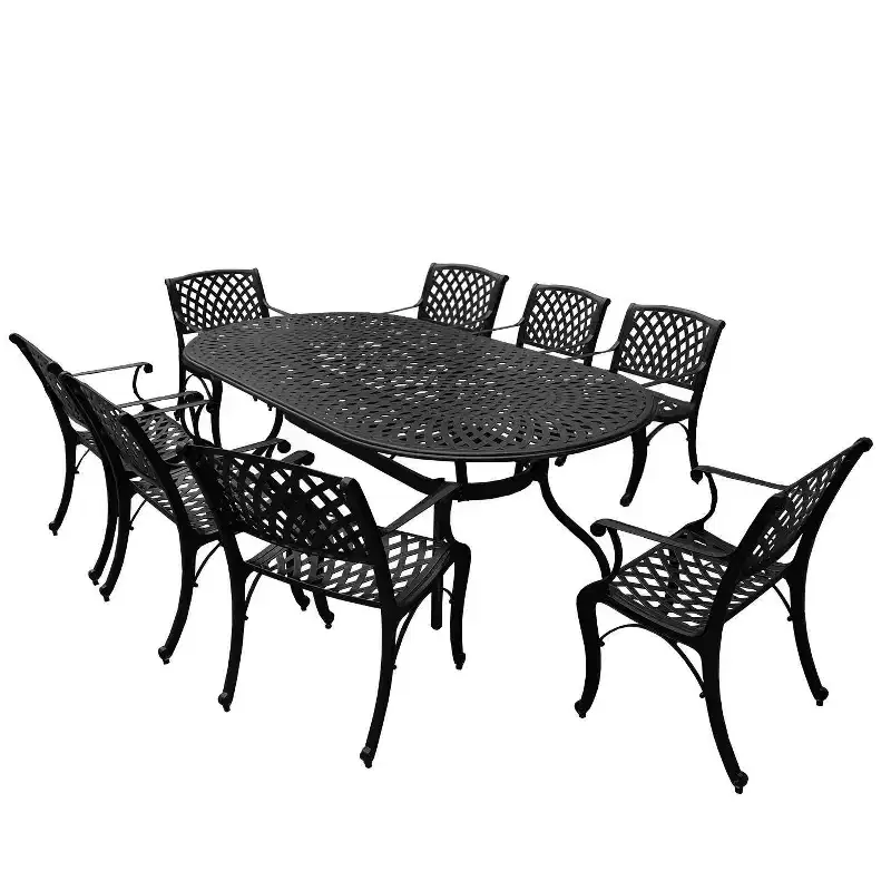 9pc Outdoor Dining Set: UV-Resistant Aluminum Frame & Chairs - Oakland Living