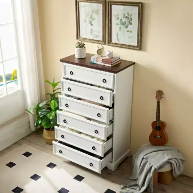 Modern 6 Drawer Dresser, Dressers for Bedroom, Tall Chest of Drawers Closet Organizers & Storage Clothes - Easy Pull Handle