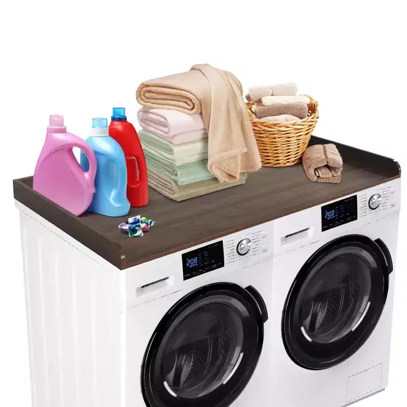Washer Dryer Countertop, 54x27.5 Inches Waterproof Wood Laundry Topper - Edge Railing, Non-Slip for Laundry Room Organization