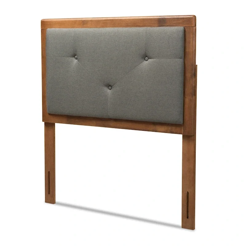 Button-Tufted Fabric Headboard – Dark Grey / Walnut Brown, Transitional Style, Adjustable Height, Twin / Full / Queen / King