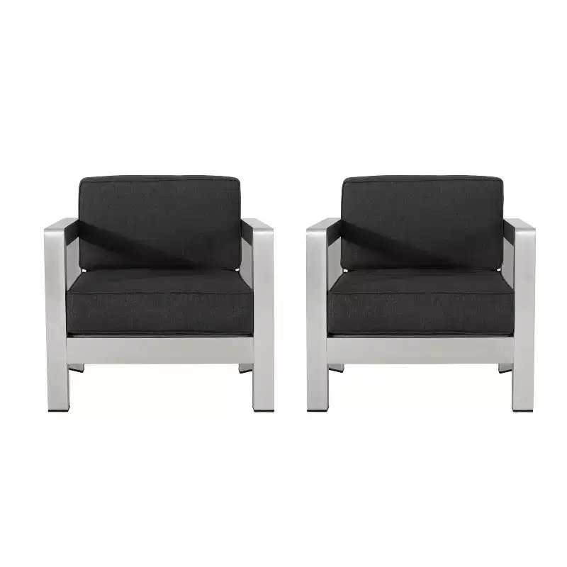 Christopher Knight Home Aviara Outdoor Modern Aluminum Club Chair with Cushions (Set of 2)