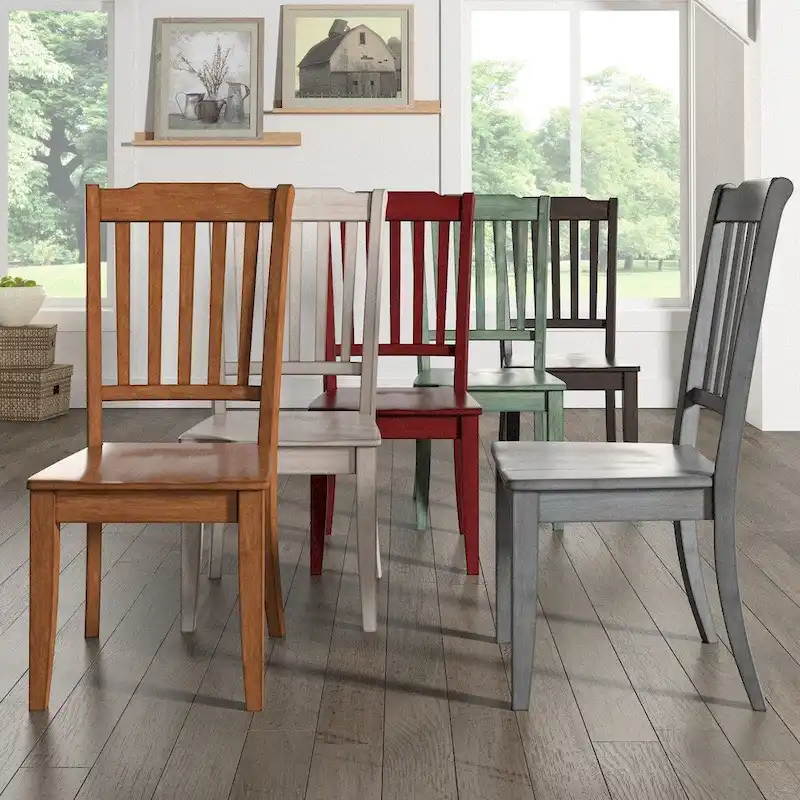 Slat-back Wood Dining Chairs