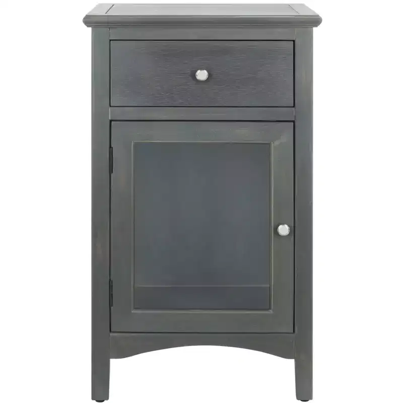 1 Drawer Nightstand With Glass Cabinet