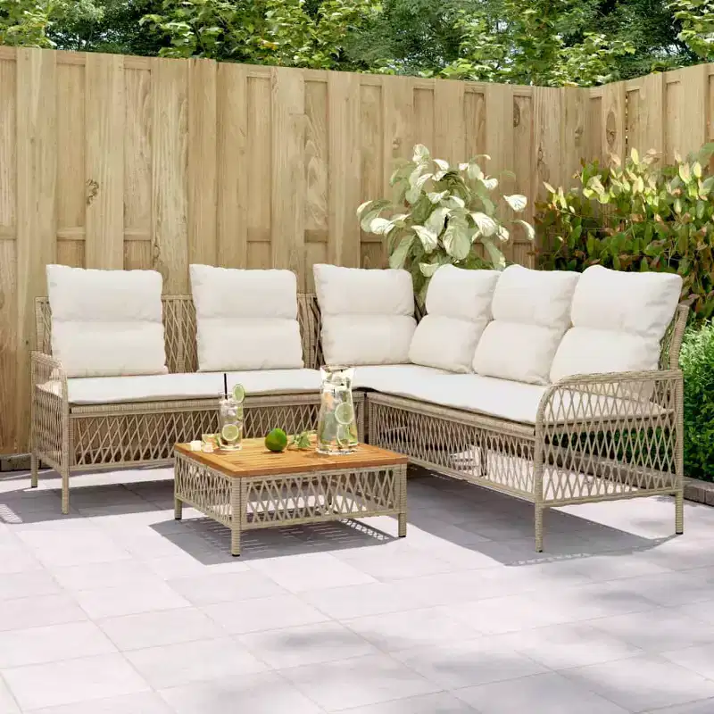 vidaXL Patio Sofa Set with Cushions Outdoor Furniture 2 Piece Poly Rattan