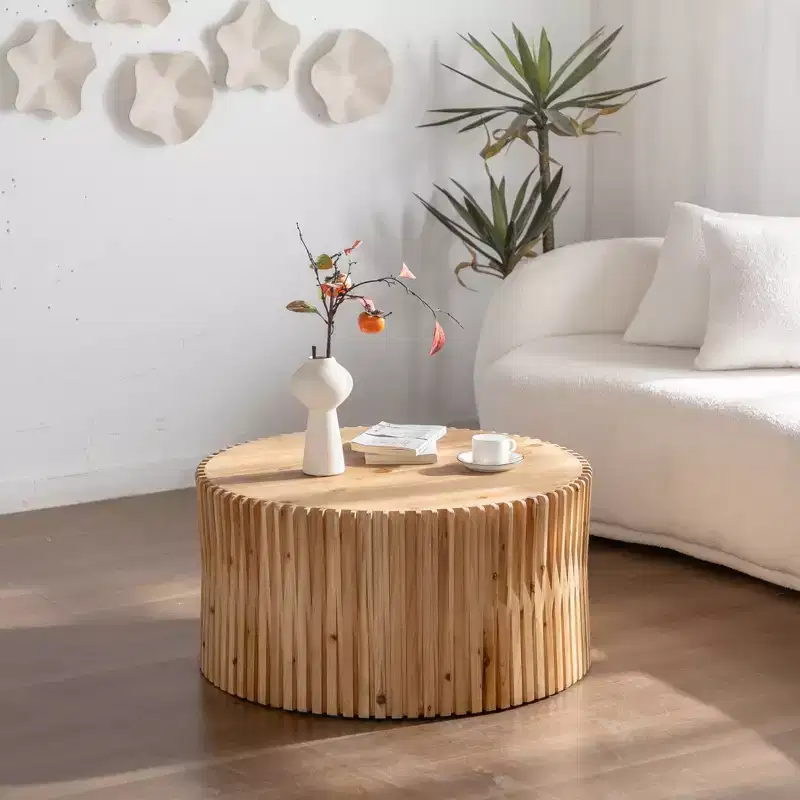 Cylinder Coffee & Side Tables with Textured Barrel Design Mid-Century Modern, Industrial, Brutalist Styles 16 or 24H ( or 2)