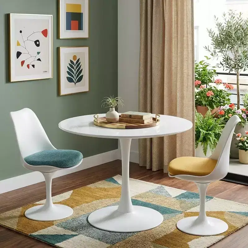 HomeRoots 36 White Metal Dining Table